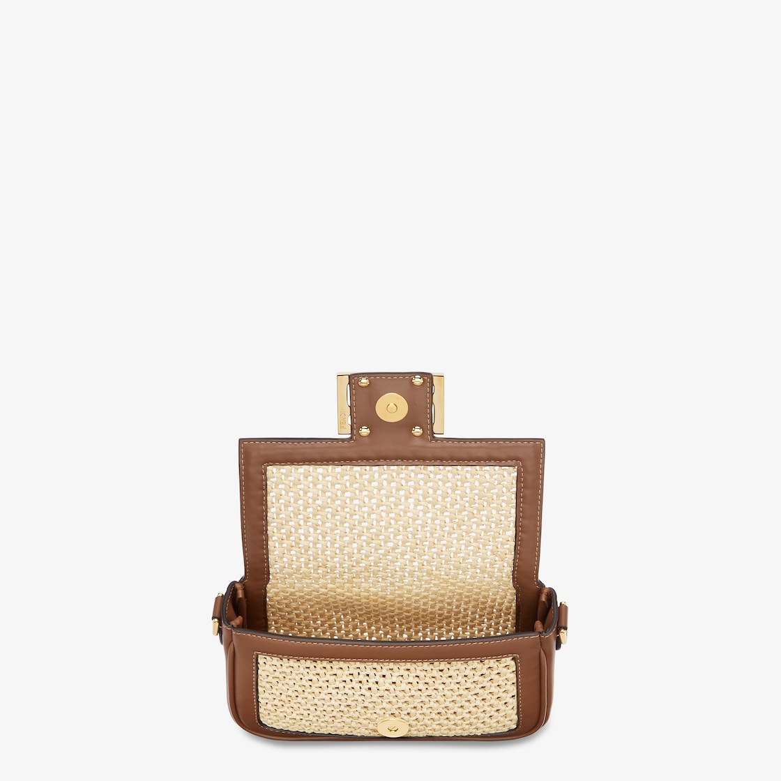 Baguette Mini Brown Leather and Macramé Bag - Image 4